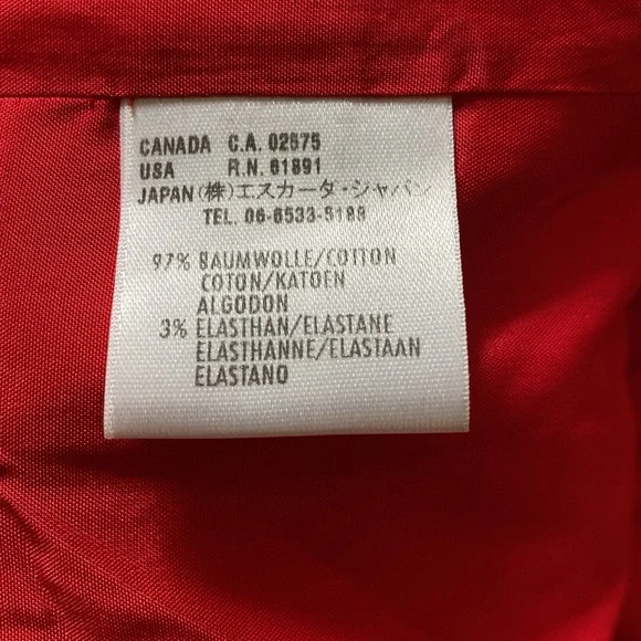 Escada Cotton Stretch Gorgeous Red Logo Button Lined Jacket